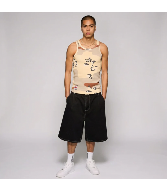 GRMY CONCREAT JUNGLE PLEATED DENIM SHORT