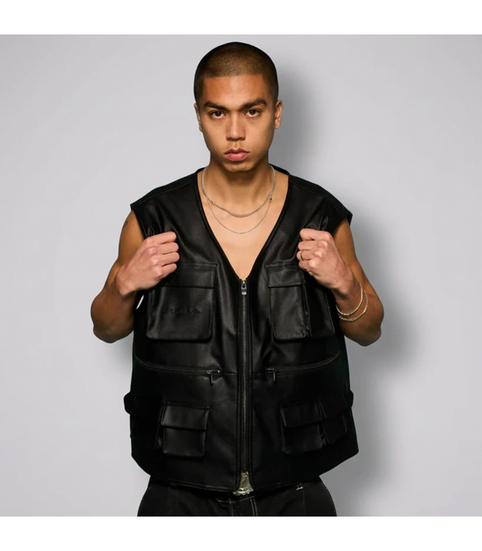 GRMY CONCREAT JUNGLE PU LEATHER VEST