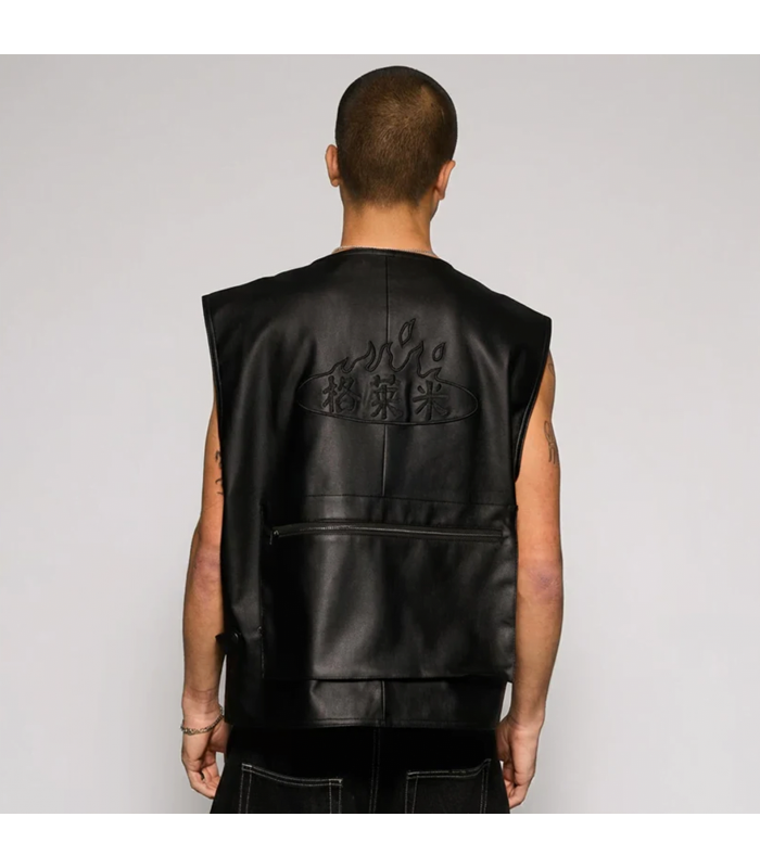 GRMY CONCREAT JUNGLE PU LEATHER VEST