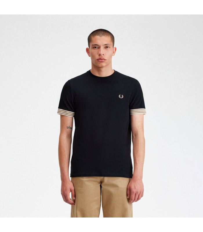 FRED PERRY  STRIPED CUFF T-SHIRT